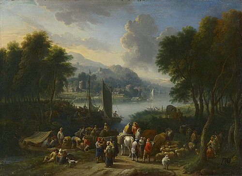 Landschaft an einem Fluss, 1716, Théobald Michau