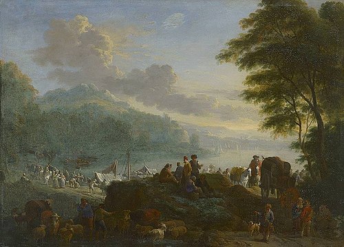 Landschaft mit Bucht, 1716, Théobald Michau