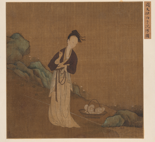 宋元集册第二本-周文矩西子浣纱图页, , Zhou Wenju