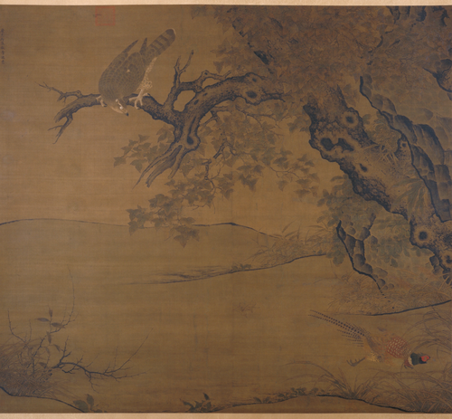 李迪枫鹰雉鸡图轴, 1196, Li Di