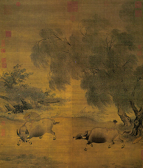 Buffles et vacher fuyant l'orage (1100-1197), 1114, Li Di