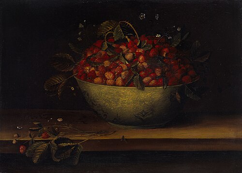 Still life with bowl and strawberries, , Peter Binoit