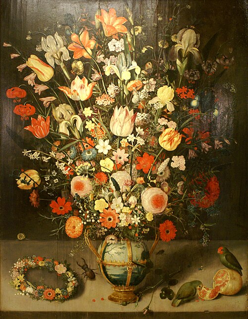 Flowers and parrots, 1620, Peter Binoit
