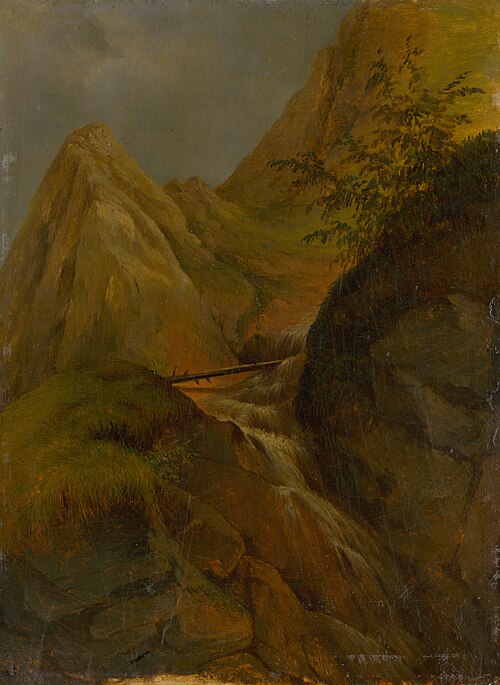 Mountain Landscape with a Waterfall, 1850, Jozef Božetech Klemens