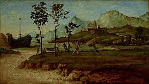 Coastal Landscape with two Men Fighting, 1512, Cima da Conegliano
