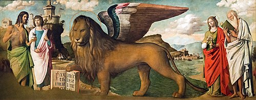The Lion of Saint Mark between Saints John the Baptist, Mark, Mary Magdalene and Jeronimo, 1506, Cima da Conegliano