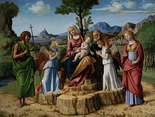 Riposo durante la fuga in Egitto con i santi Giovanni Battista e Lucia, 1496, Cima da Conegliano