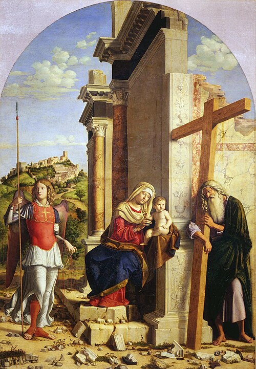 Vierge à l'Enfant entre l'archange saint Michel et l'apôtre saint André, 1497, Cima da Conegliano