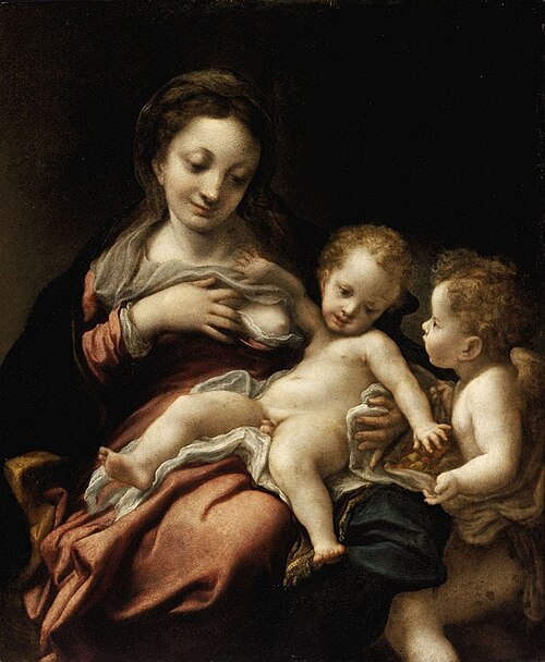 Vierge allaitante et un ange, 1523, Le Corrège