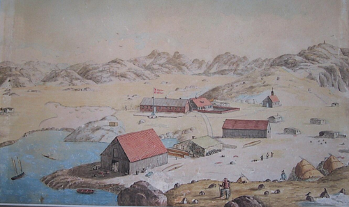 The settlement of Paamiut in Greenland., 1845, Jacob Arøe