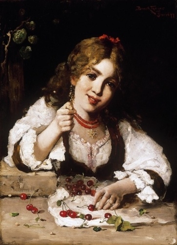 Kislány cseresznyékkel, 1887, Lajos Bruck