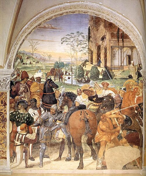 Life of St Benedict, Scene 30: Benedict Foretells the Destruction of Montecassino, 1505, Le Sodoma