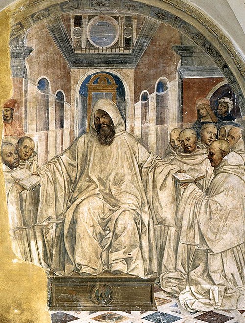 Benedict Presents the Olivetan Monks with His Rule, 1505, Le Sodoma