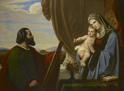 Saint Luke painting the Virgin, 1851, Edward von Steinle