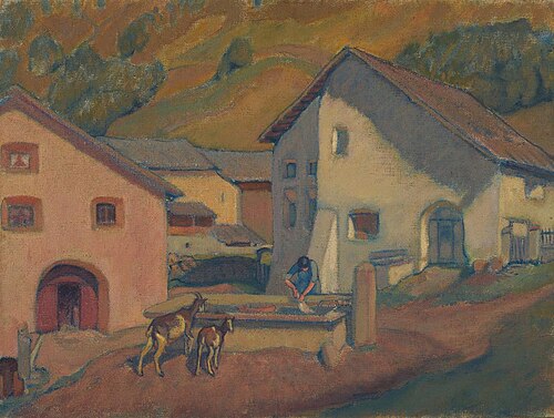 Dorfplatz. Boscha, 1916, Else Thomann-Buchholz