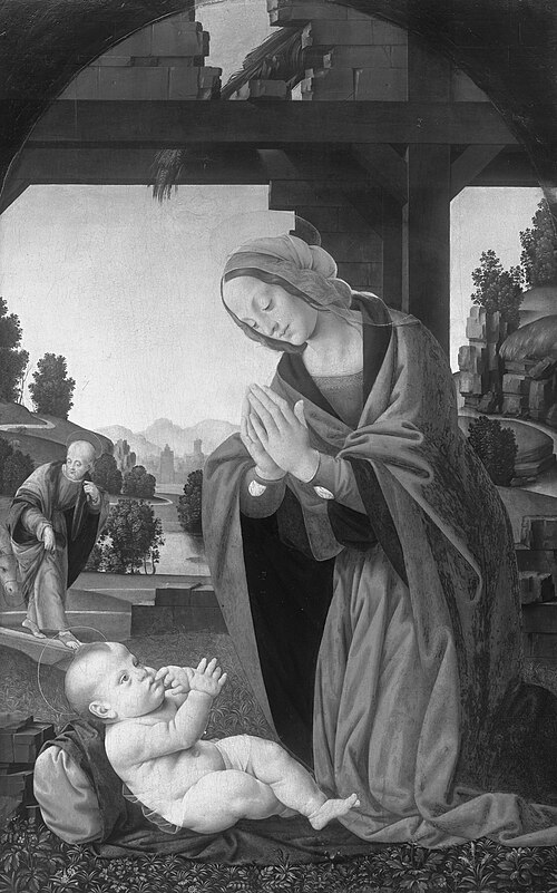 Mary adoring the child, 1490, Lorenzo di Credi