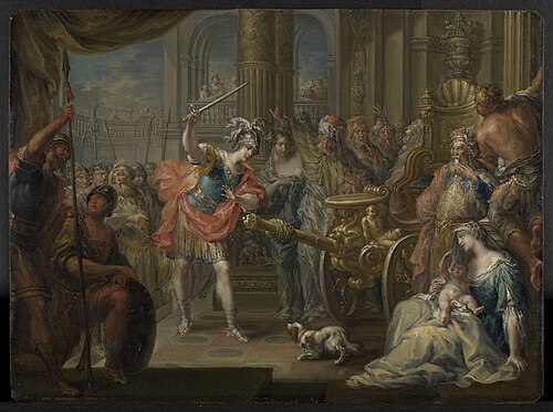 Alexander der Große zerhaut den gordischen Knoten, , Johann Georg Platzer