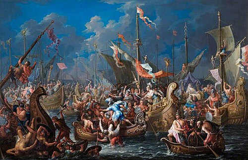 Antony and Cleopatra at the Battle of Actium, , Johann Georg Platzer