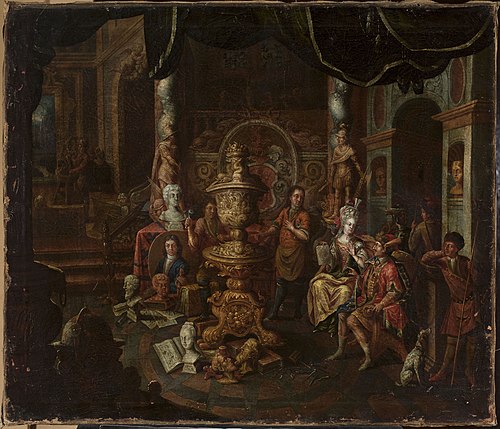 Atelier d'artiste avec des patrons hongrois, 1720, Johann Georg Platzer