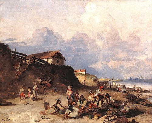 Scene by the River Tisza, 1873, Pál Böhm