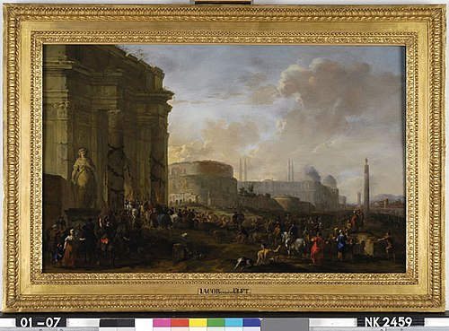 Roman town with soldiers, 1660, Jacob van der Ulft