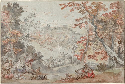 Italian Fall Landscape with Monte Porzio and an Offering to Pan, 1763, Charles-Joseph Natoire
