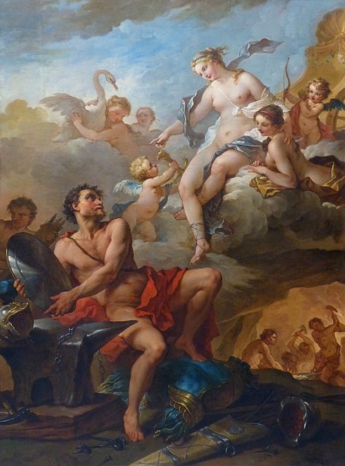 Vénus demande à Vulcain des armes pour son fils Énée, 1732, Charles-Joseph Natoire
