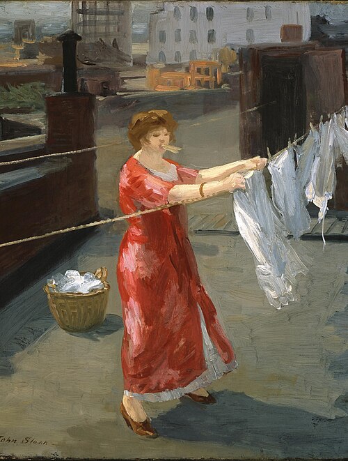 Red Kimono on the Roof, 1912, John Sloan