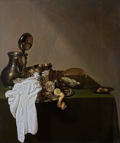 Breakfast with Pewter Pitcher, 1635, Jan Jansz. den, the elder Uyl