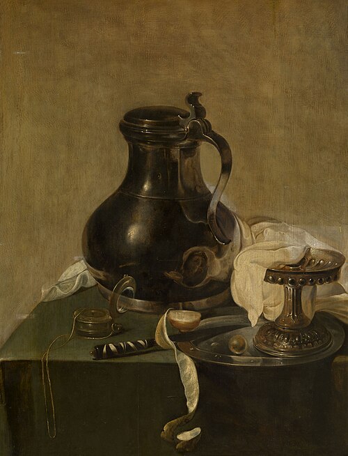 Still life with pewter jug, 1635, Jan Jansz. den, the elder Uyl