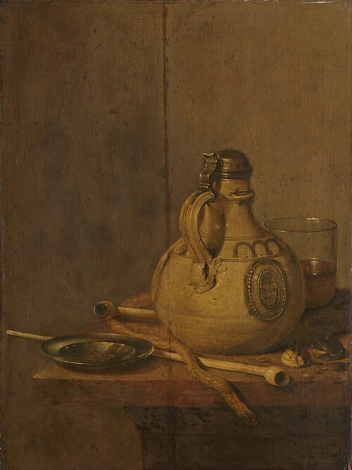 Still Life with Stoneware Jug and Pipes, 1647, Jan Treck