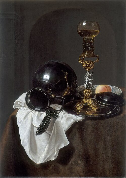 Still Life with Glass of Wine, pewter Jug and other Objects, , Jan Treck