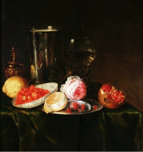 Still life with a rose, 1650, Simon Luttichuys