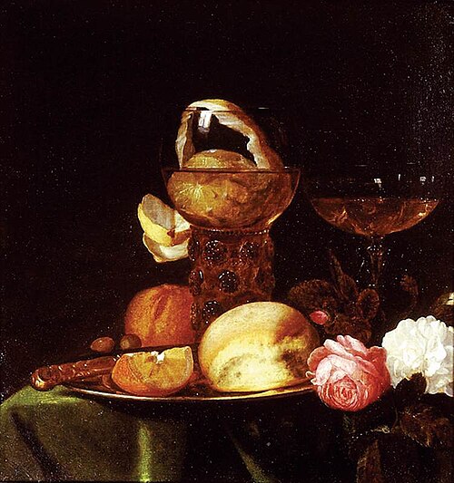 Still Life with Fruit and Roses, 1640, Simon Luttichuys