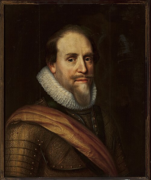 Portrait de Maurice de Nassau en armure dorée., 1613, Jan van Ravesteyn