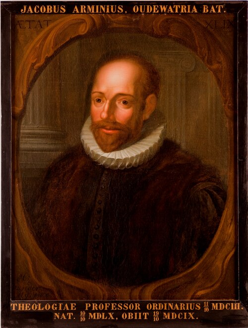 Portret van Jacobus Arminius, hoogleraar Godgeleerdheid te Leiden, 1501, Michiel van Mierevelt