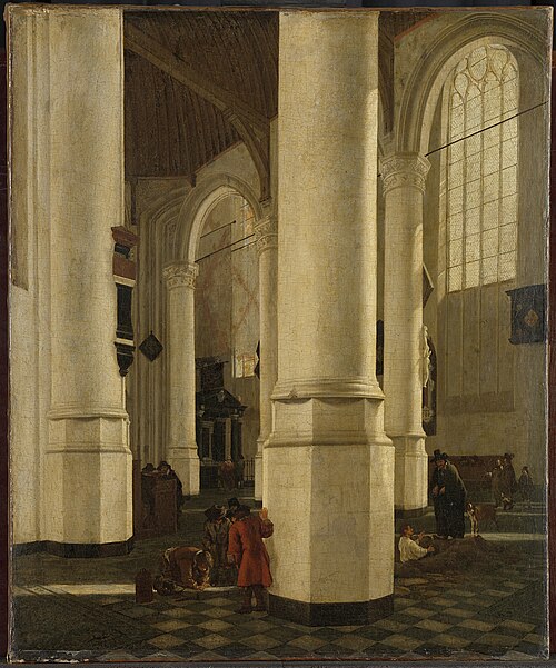 Interior of the Oude Kerk, Delft, with the tomb of Pieter Pietersz Heijn (15881629), vice admiral of, 1650, Hendrick Cornelisz. van Vliet