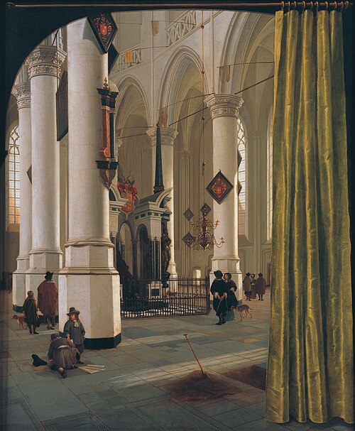 Interior of the Nieuwe Kerke, Delft, with the tomb of William the Silent, Prince of Orange, 1660, Hendrick Cornelisz. van Vliet