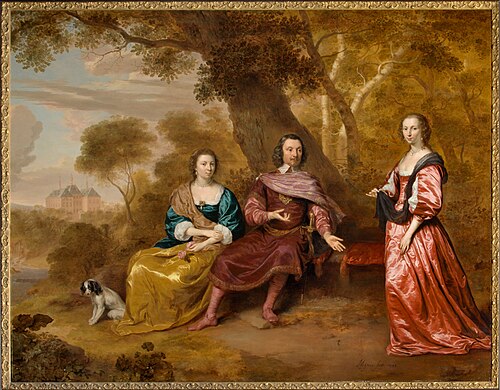 Portrait of Johan van Wassenaer (1576-1645), his first wife Maria van Voerst (1575-1610) and second , 1643, Jan Mytens