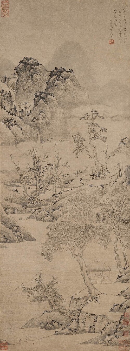明 文嘉 溪亭试茗图轴, 1553, Wen Jia