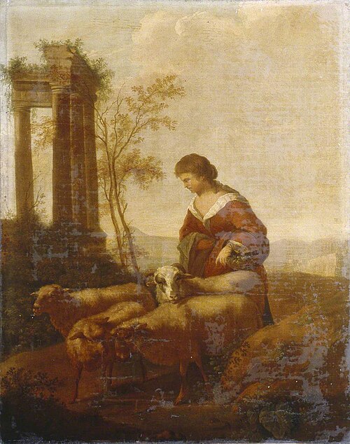 Shepherdess and Classical Ruins, 1770, Simon van der Does