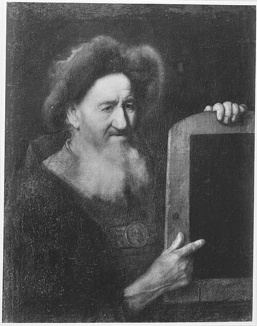 Old man with a slate, 1645, Christopher Paudiß