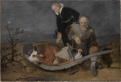 Peasant couple resting on the road, 1663, Christopher Paudiß