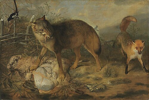 Wolf, fox and sheep, 1666, Christopher Paudiß