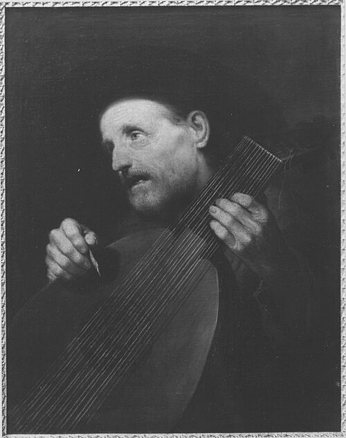 Old man singing and playing the lute, 1645, Christopher Paudiß