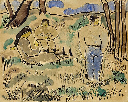 Three figures in a field, , Arístides Fernández