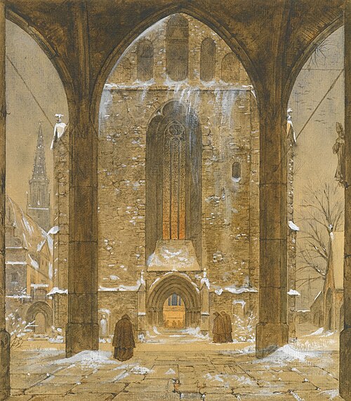 Cloister in Winter, 1821, Ernst Ferdinand Oehme