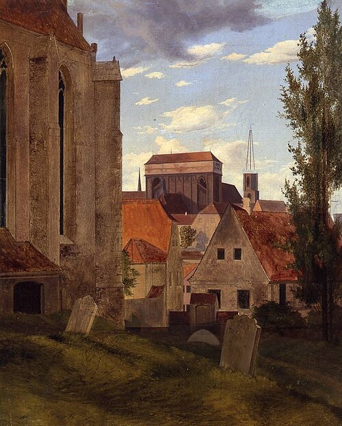 Blick von St. Afra zum Meißner Dom.jpg, 1828, Ernst Ferdinand Oehme