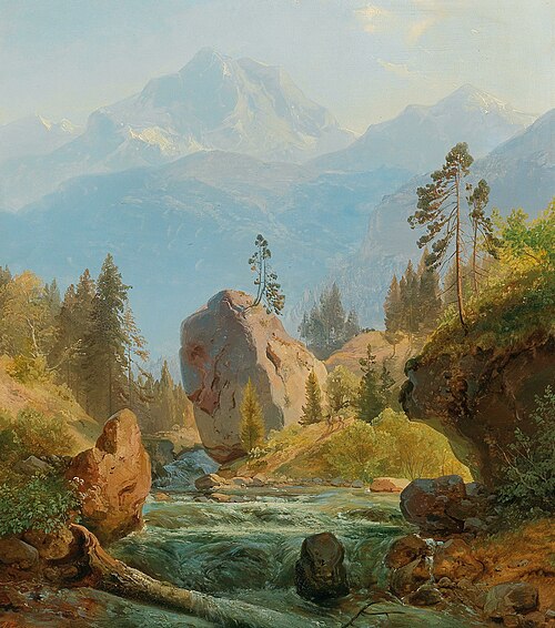 A mountain landscape with creek, 1838, Albert Zimmermann