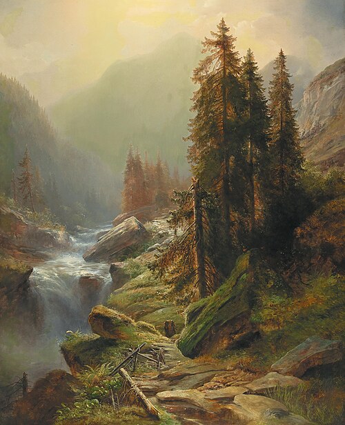 Large Mountain Landscape, 1850, Albert Zimmermann
